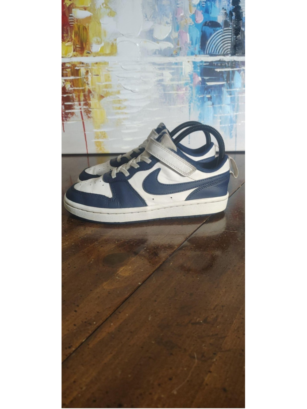 Nike Court Borough Low 2 Shoes Youth Size 3Y Blue White Sneakers BQ5451-107